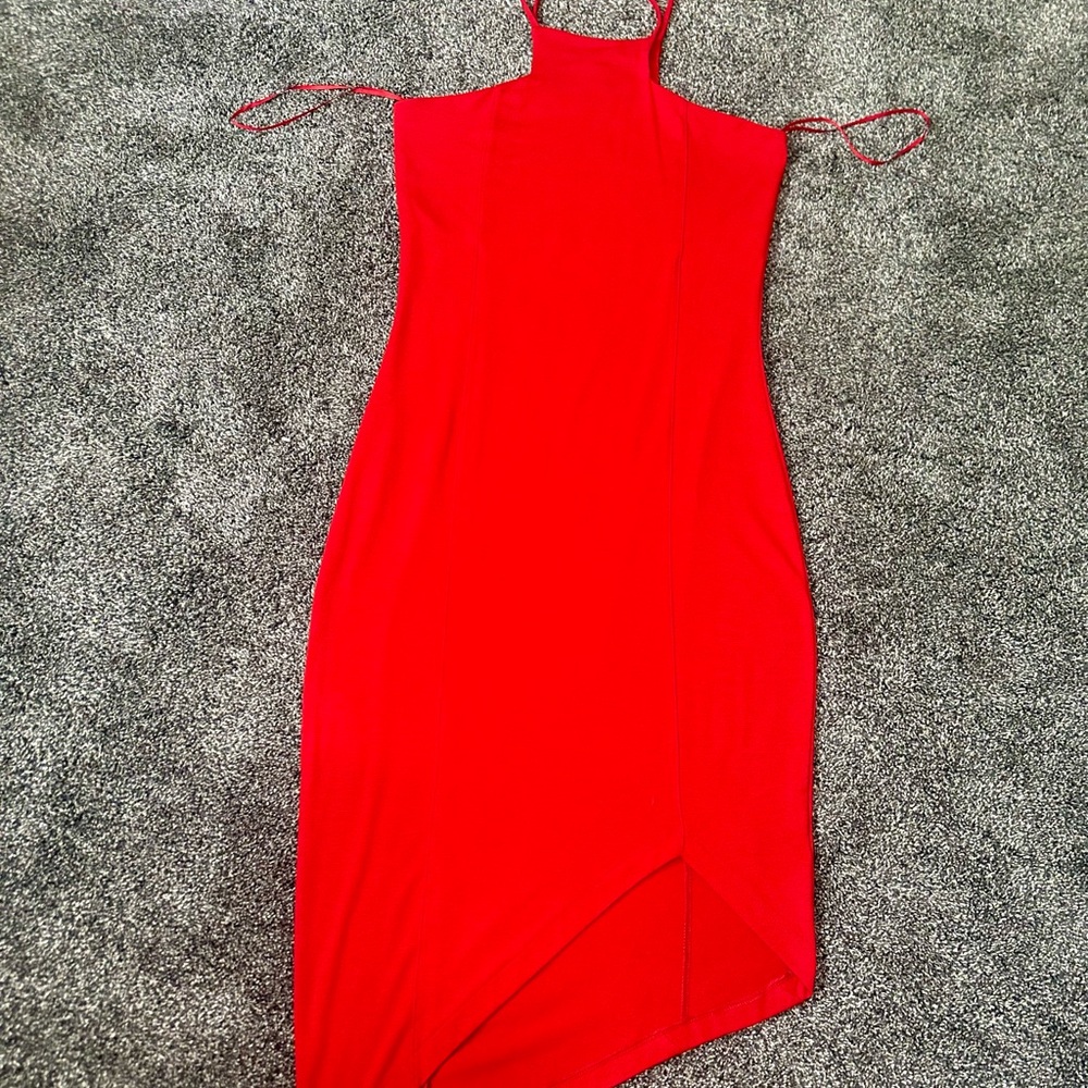 Express Red Mock Neck Sheath Dress Career Office Cocktail Size M